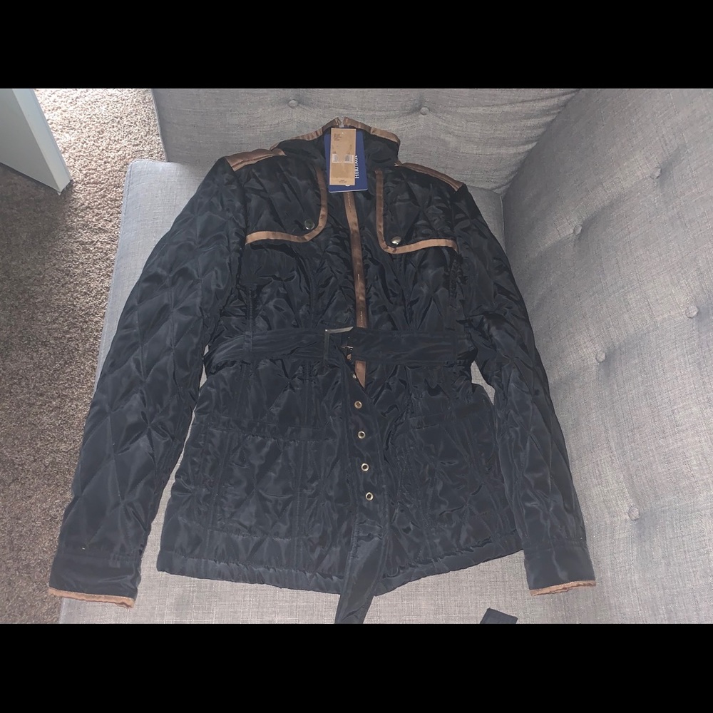 Black jacket with brown trim